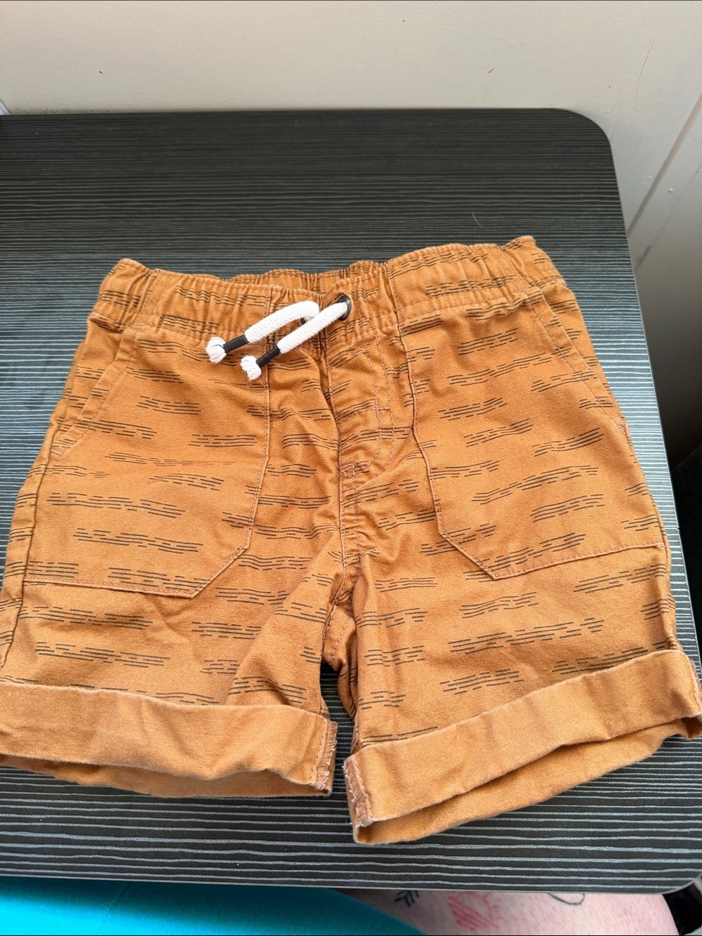 Cat & Jack Rust Orange Drawstring Stripe-Print Shorts